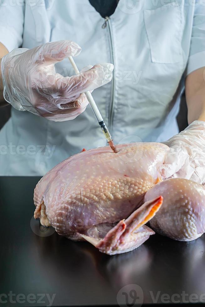 na injeção de química de frango, produtos OGM foto