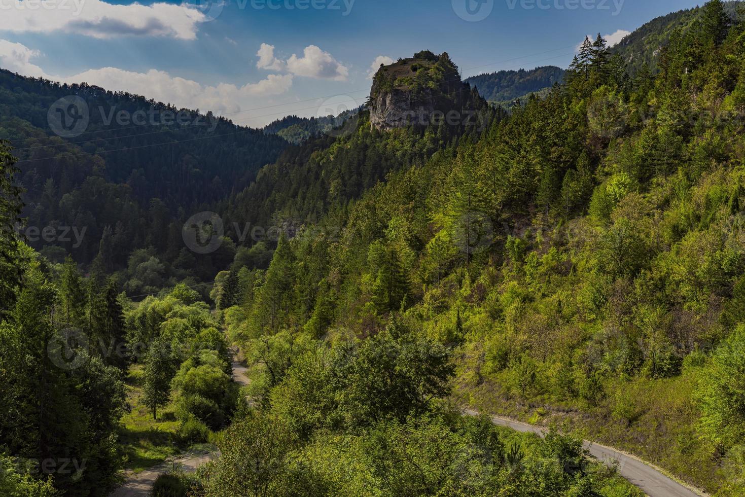 vista à distância na rocha plana de ravna stena da montanha tara na sérvia foto