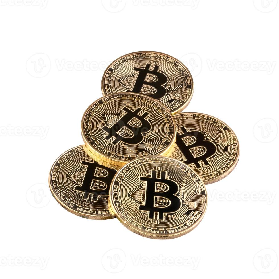 bitcoin isolado no projeto background.conceptual branco para tecnologia de criptomoeda e dinheiro investindo. foto
