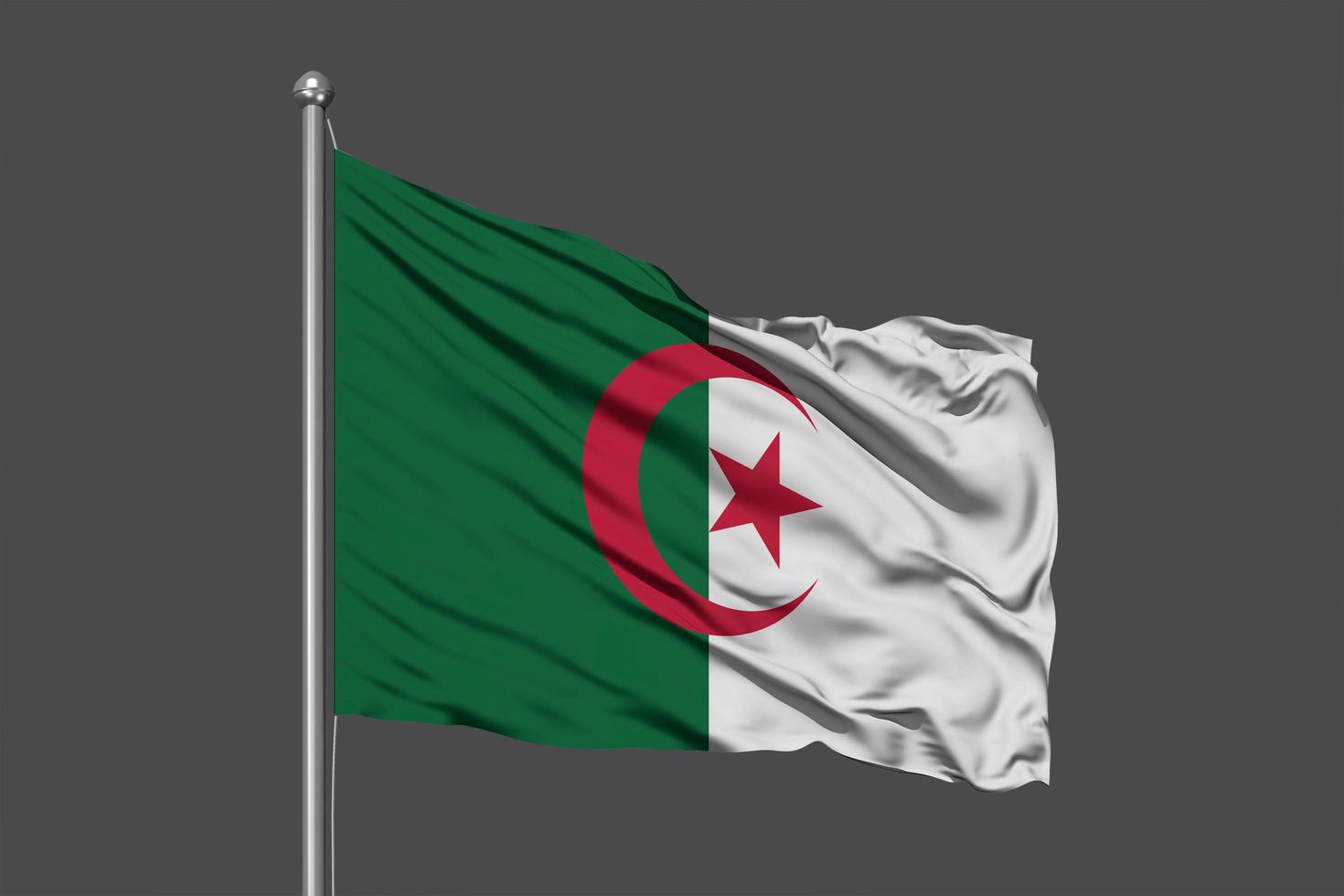 ilustração de bandeira de ondulação da Argélia em fundo cinza foto