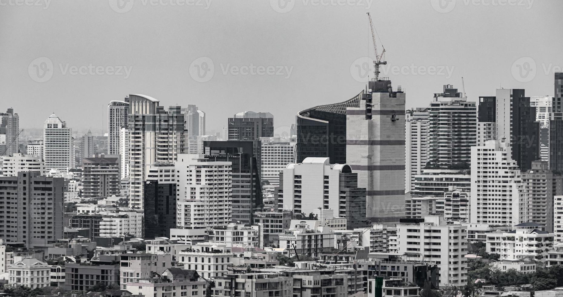 Banguecoque Tailândia cidade panorama arranha-céu paisagem urbana imagens em preto e branco. foto