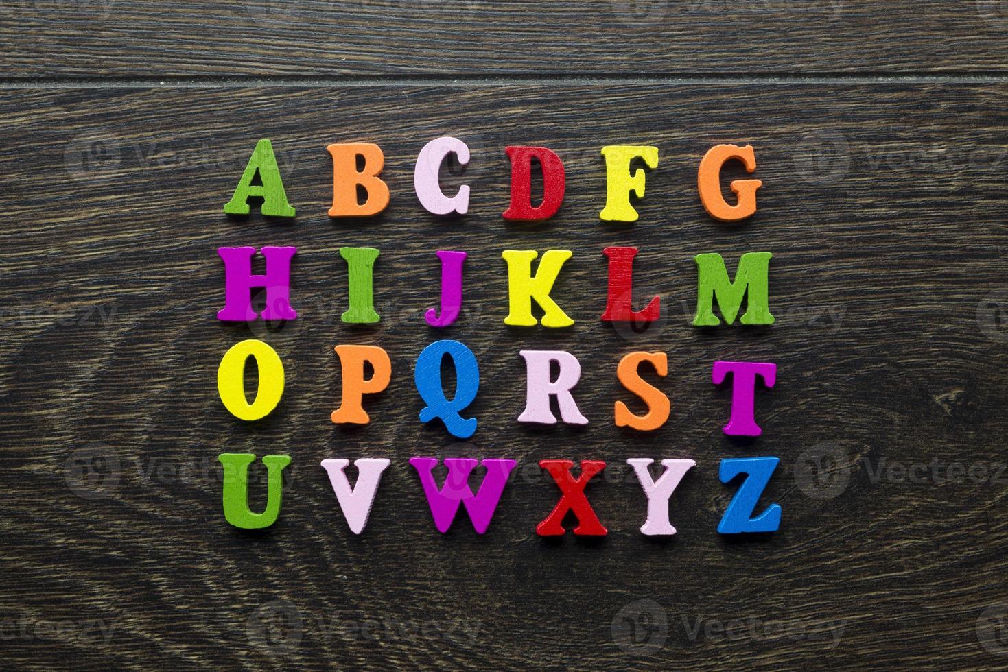 alfabeto inglês de letras coloridas. foto