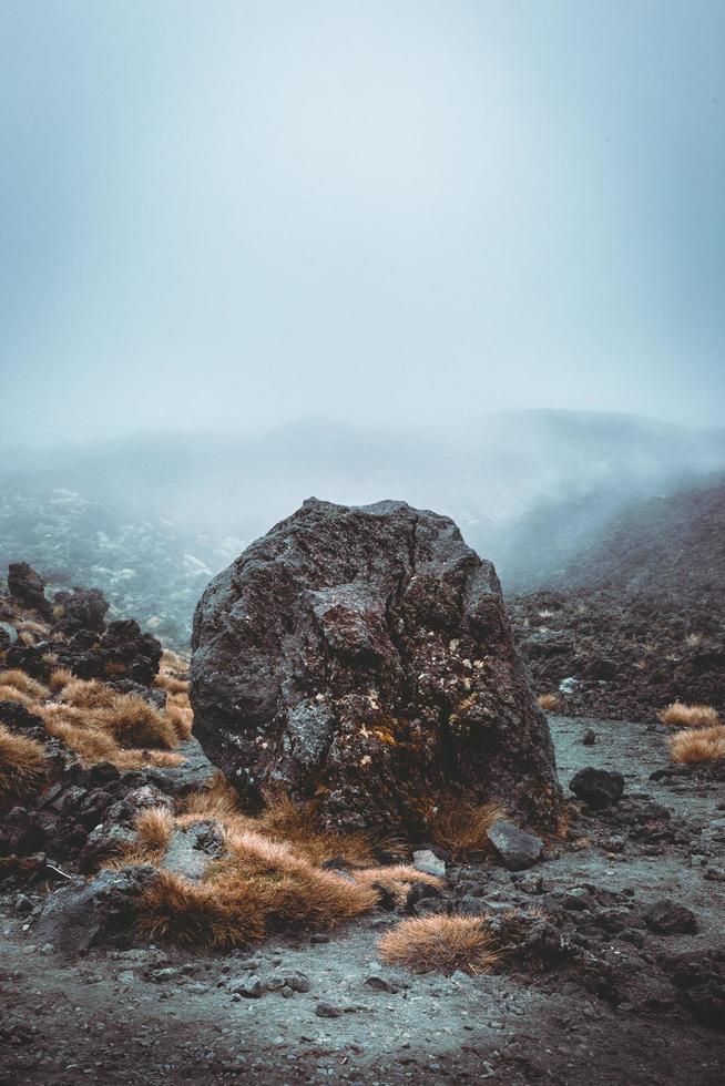 grande rocha no nevoeiro foto