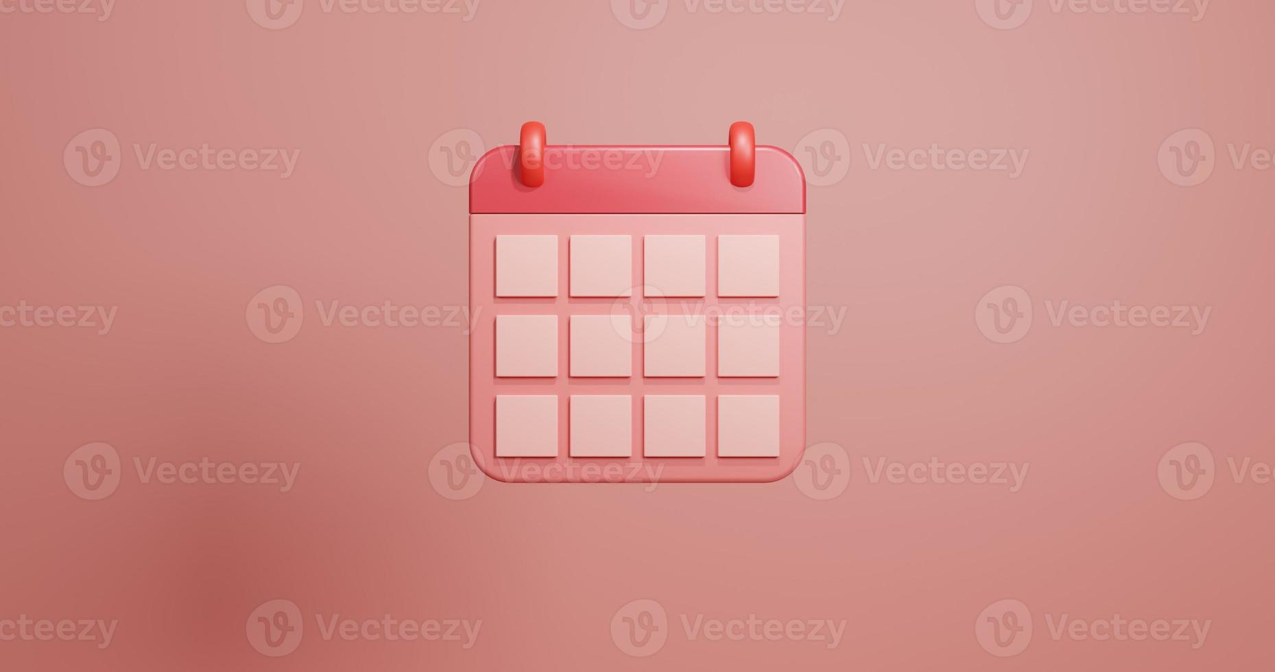 3d render ilustração organizador calendário vermelho foto