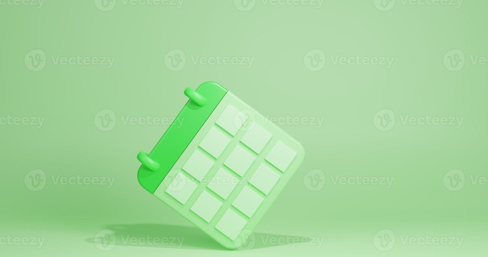 3d render ilustração organizador calendário verde foto