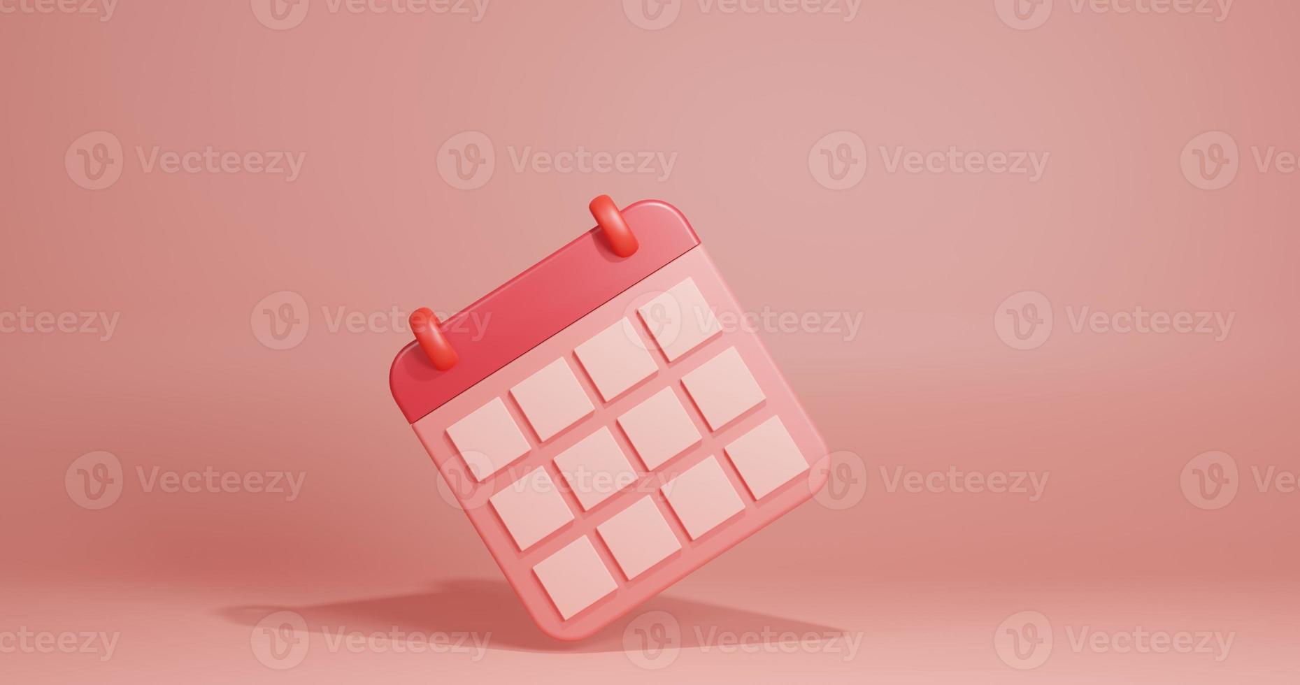 3d render ilustração organizador calendário vermelho foto