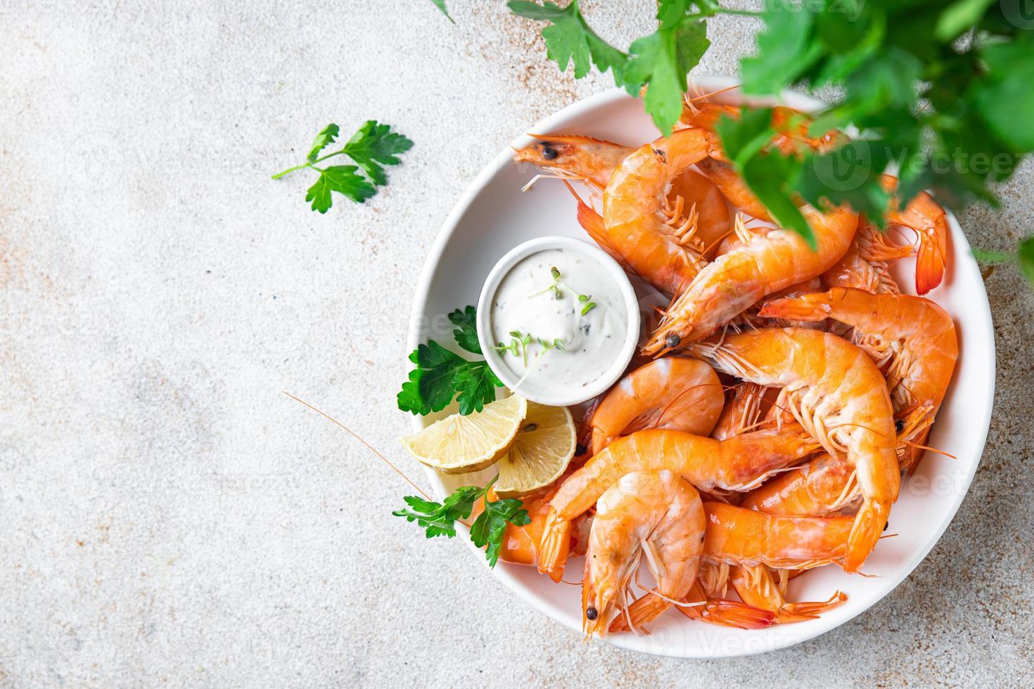 comida de camarão frutos do mar refeição saudável fundo foto