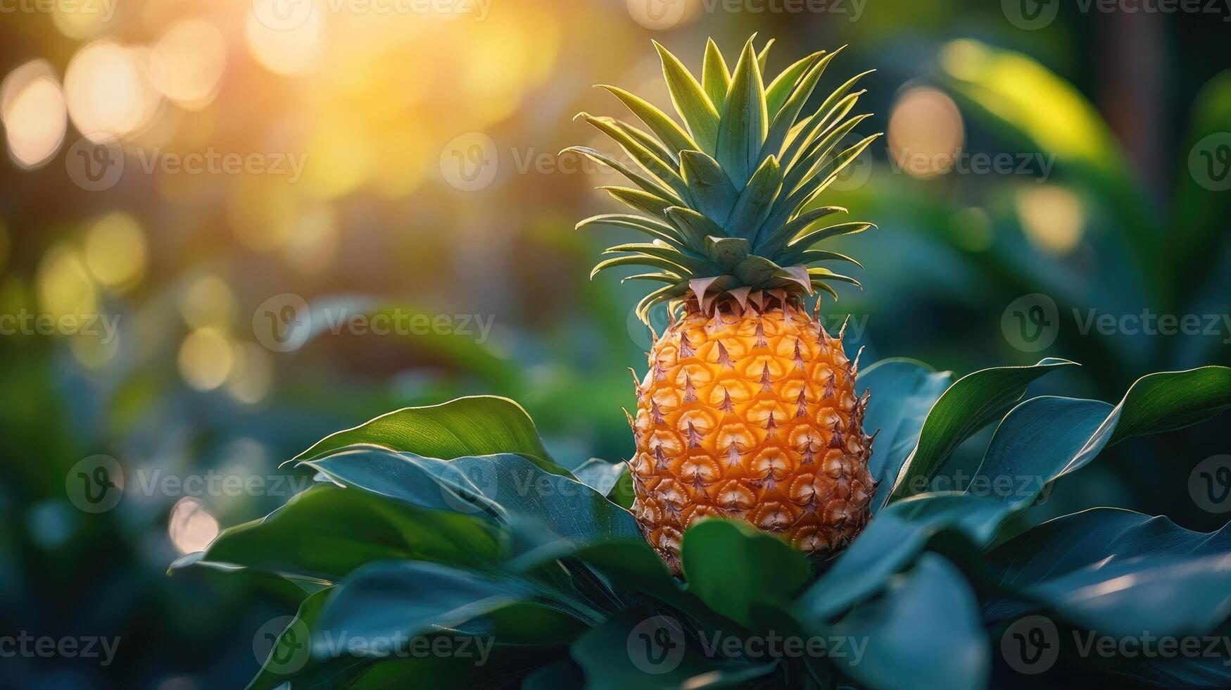 abacaxi ser dourado amarelo e a folhas profundo verde. foto