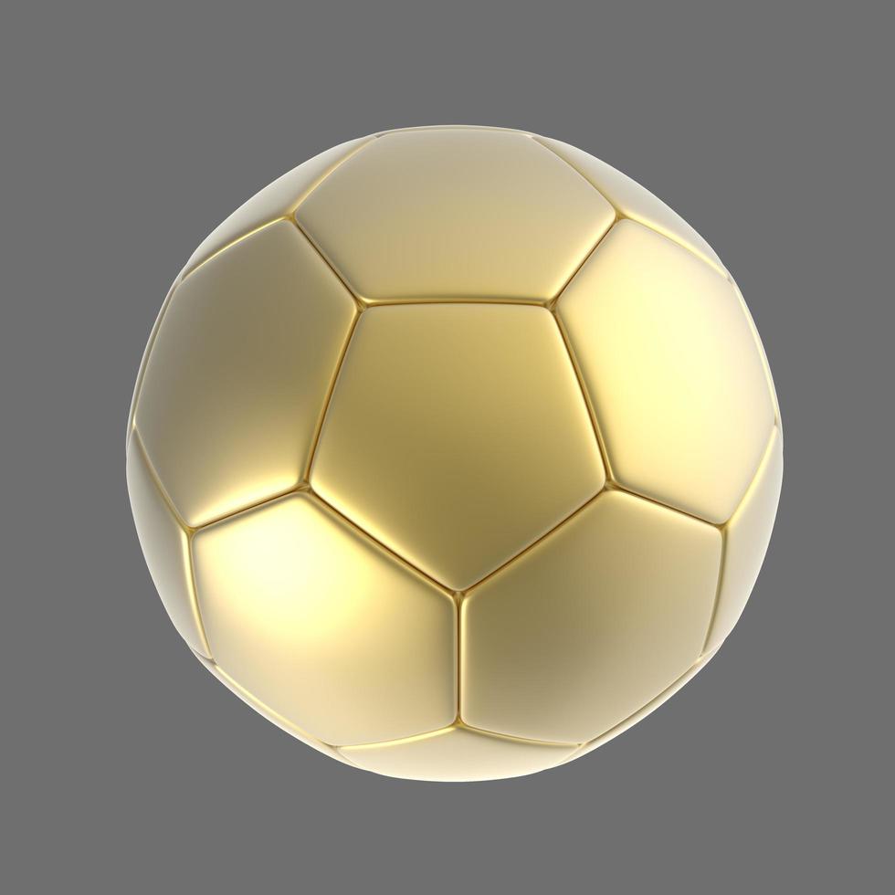 bola de futebol de ouro 3d isolada no fundo foto