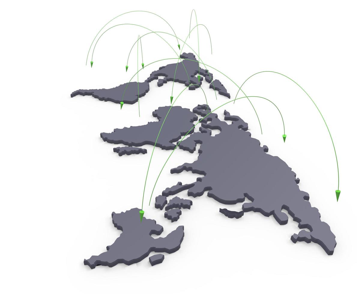 rede social humana 3d no mapa do mundo como conceito foto