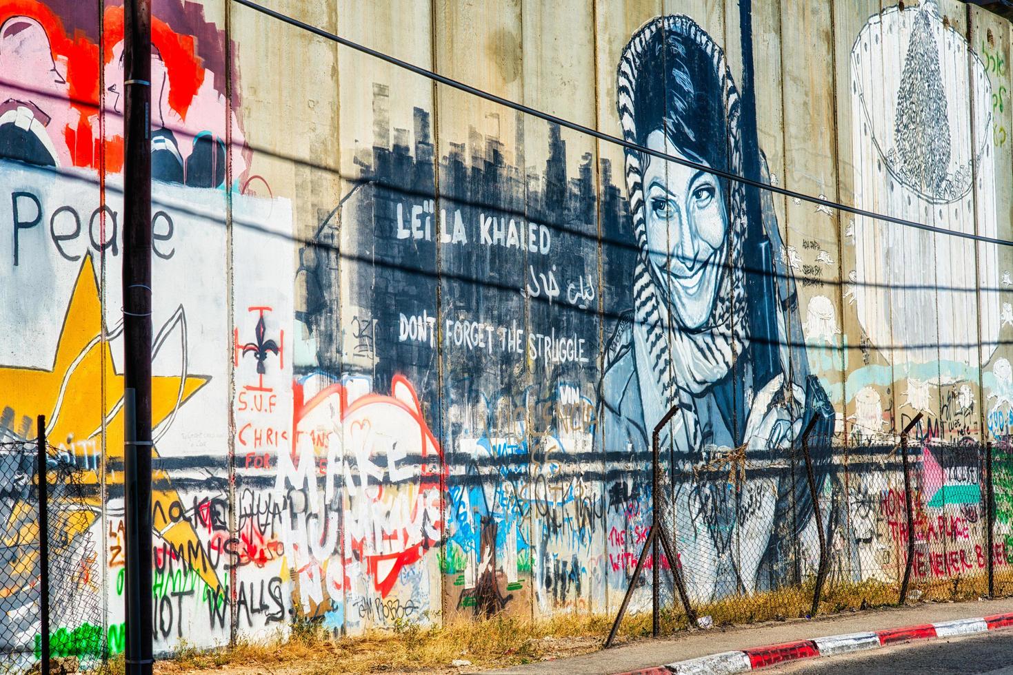 jerusalém, israel 2015- barreira de separação israelense, em belém foto