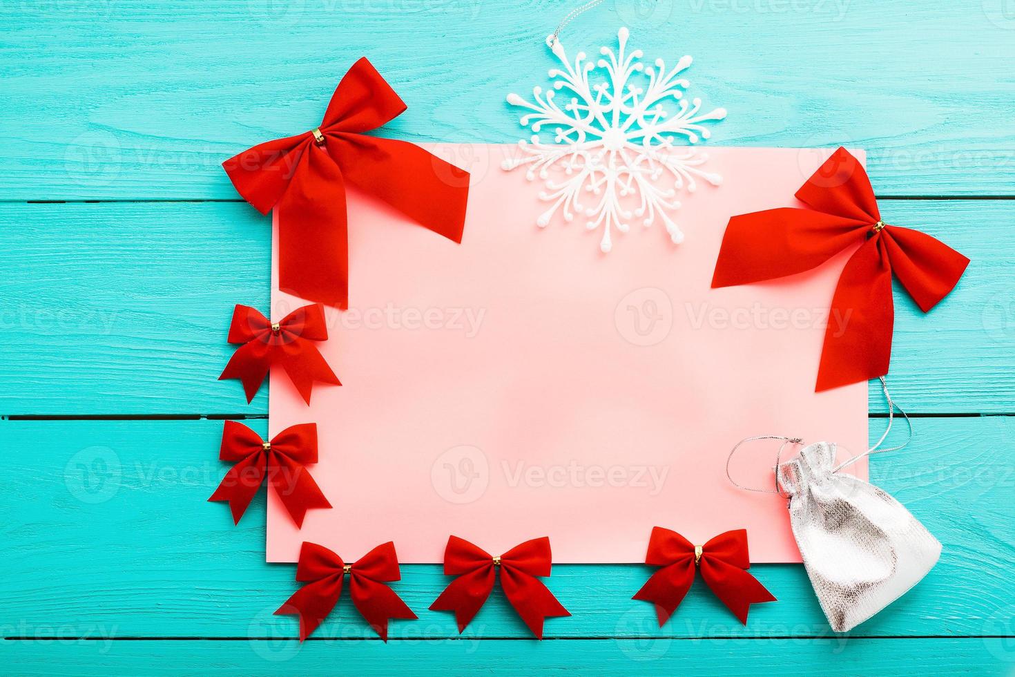 cartão de natal com espaço de cópia. vista do topo foto