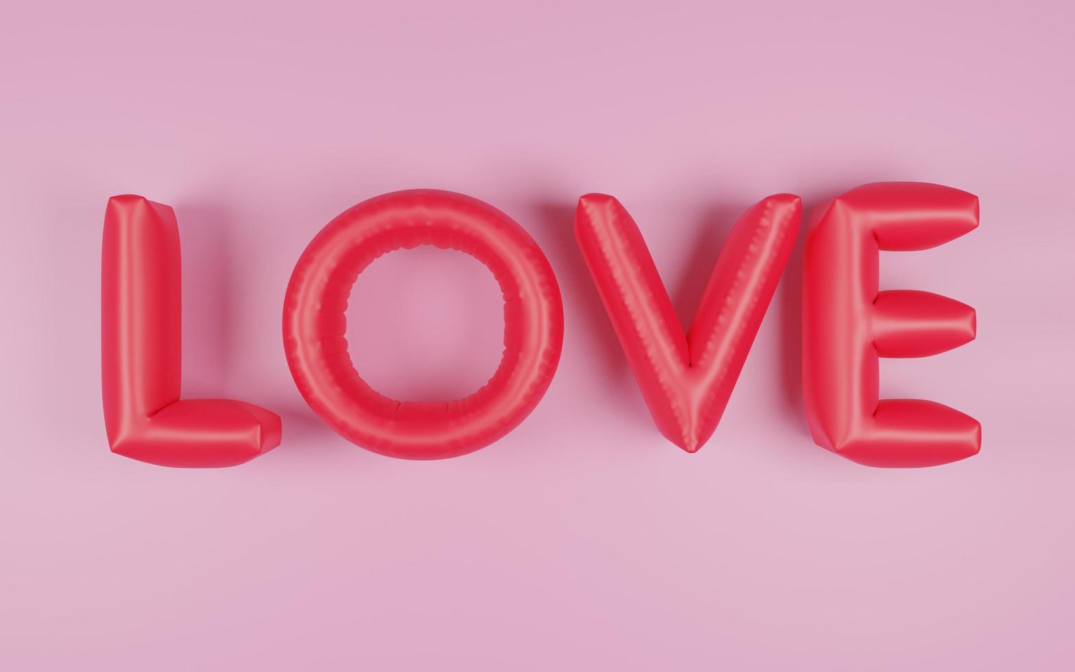 3d renderizar letras de balões de folha de amor foto