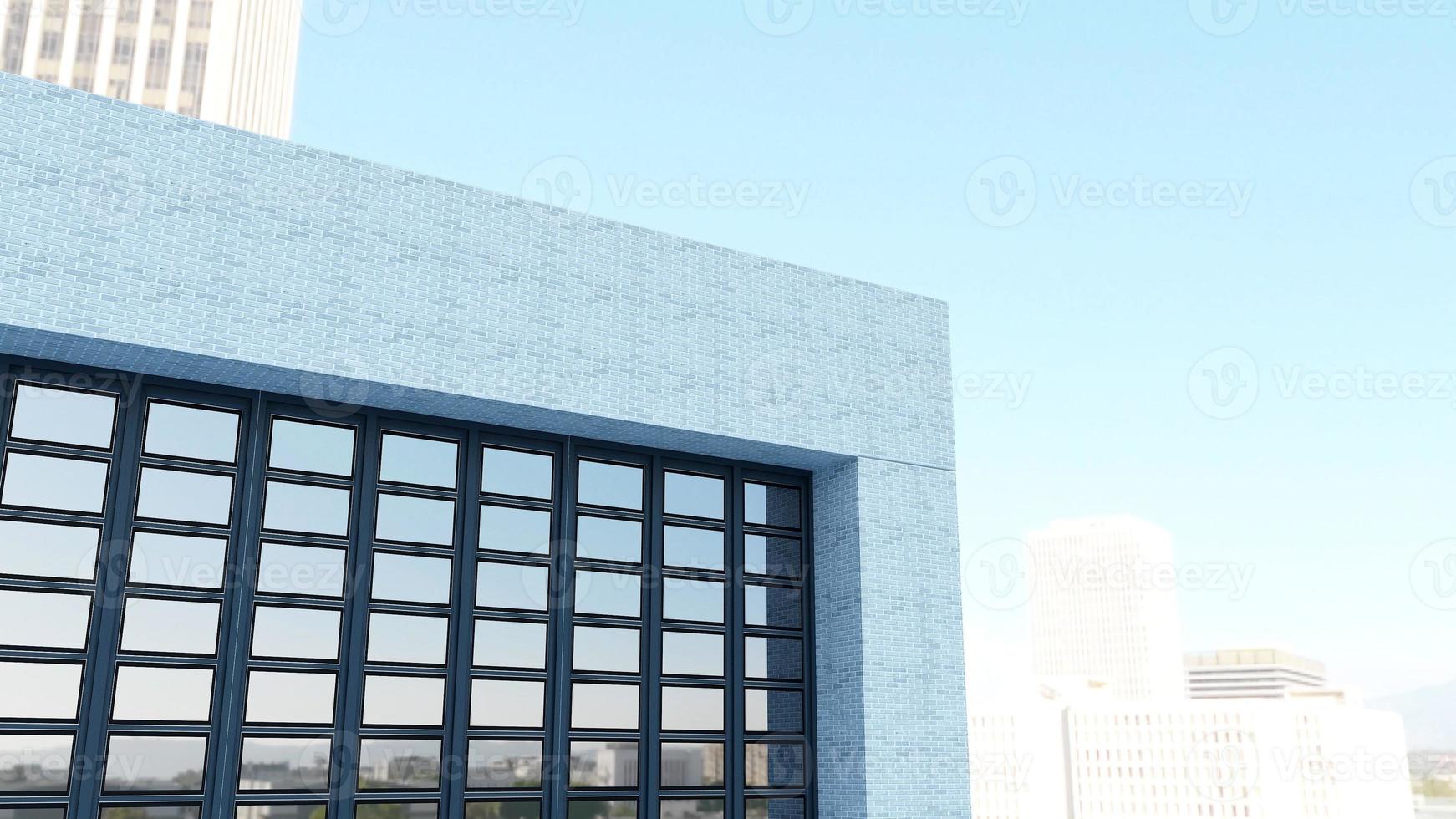 construção de fachada de sinal de maquete de logotipo da empresa renderizada em 3D foto