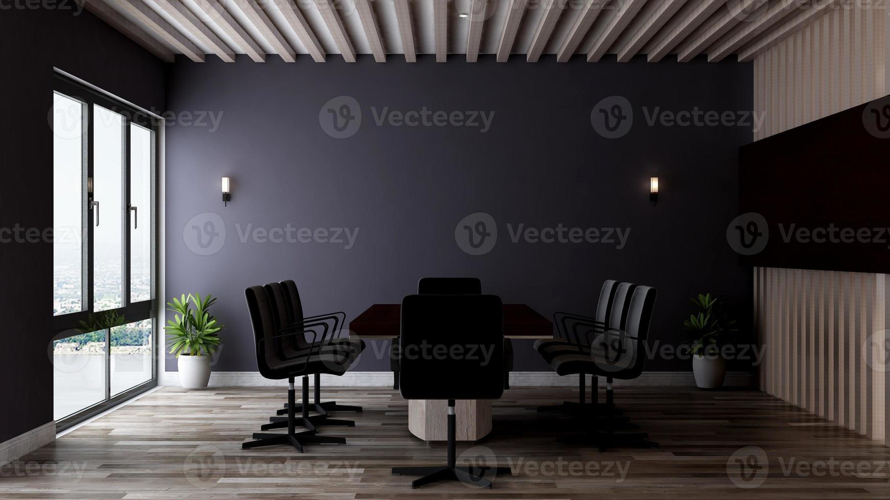 3d renderização maquete de sala de reuniões moderna do espaço de trabalho do escritório foto
