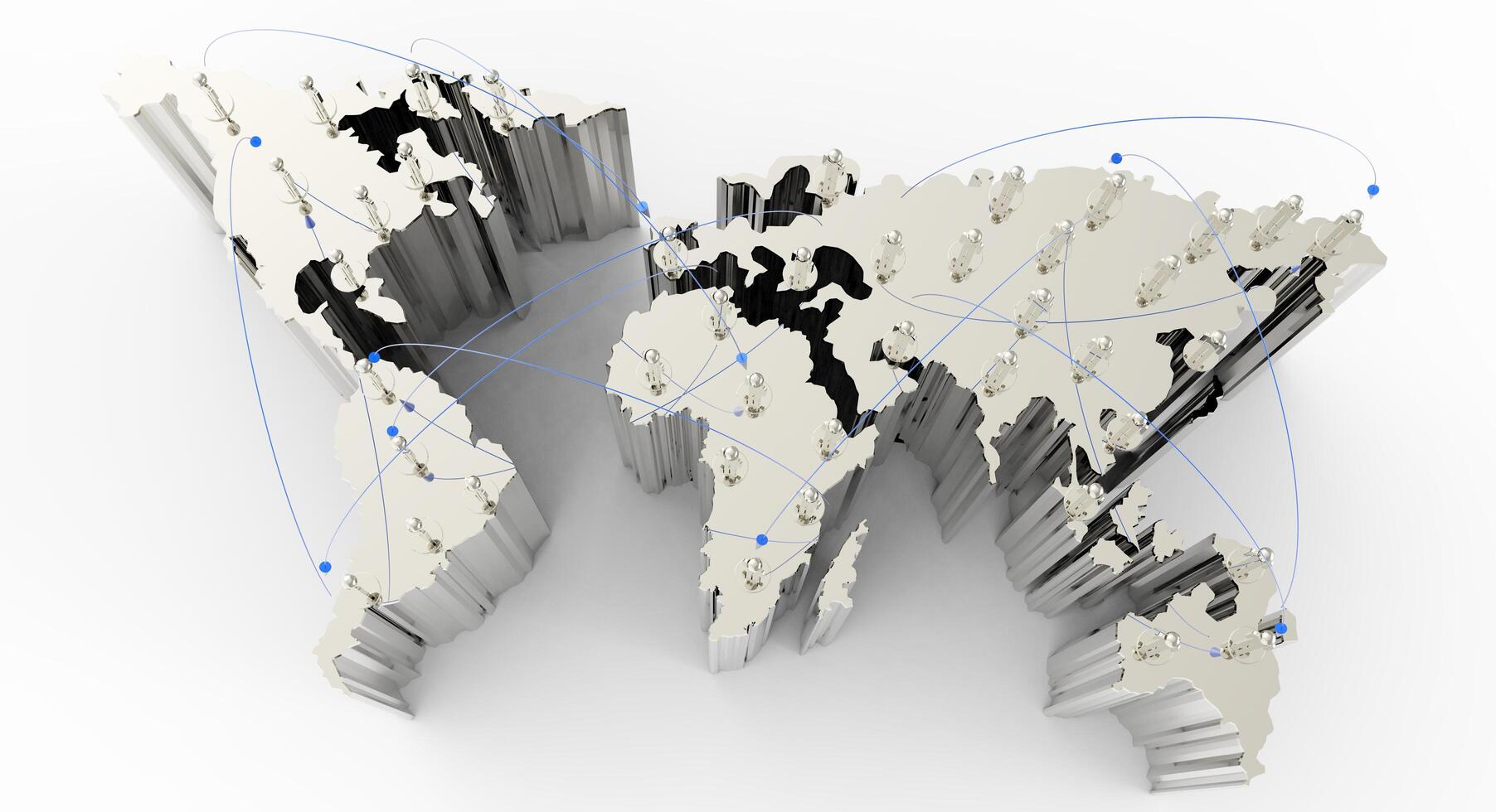 rede social humano 3d no mapa do mundo foto