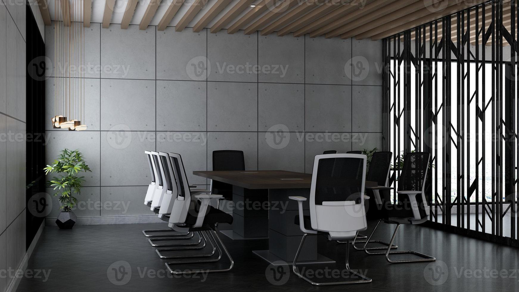3D render design de interiores do escritório - sala de reuniões executivas foto