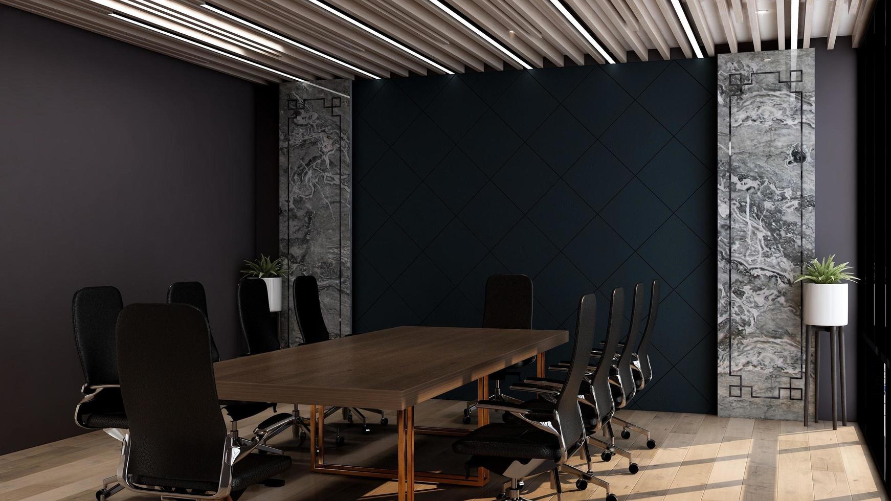 3d renderização maquete de sala de reuniões moderna do espaço de trabalho do escritório foto