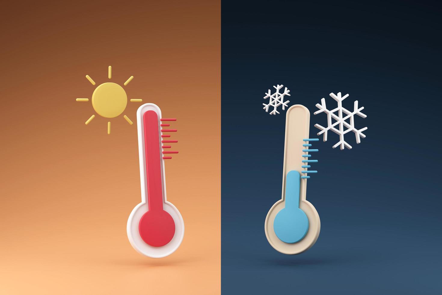 contraste de temperatura termômetro mínimo 3d render ilustração foto
