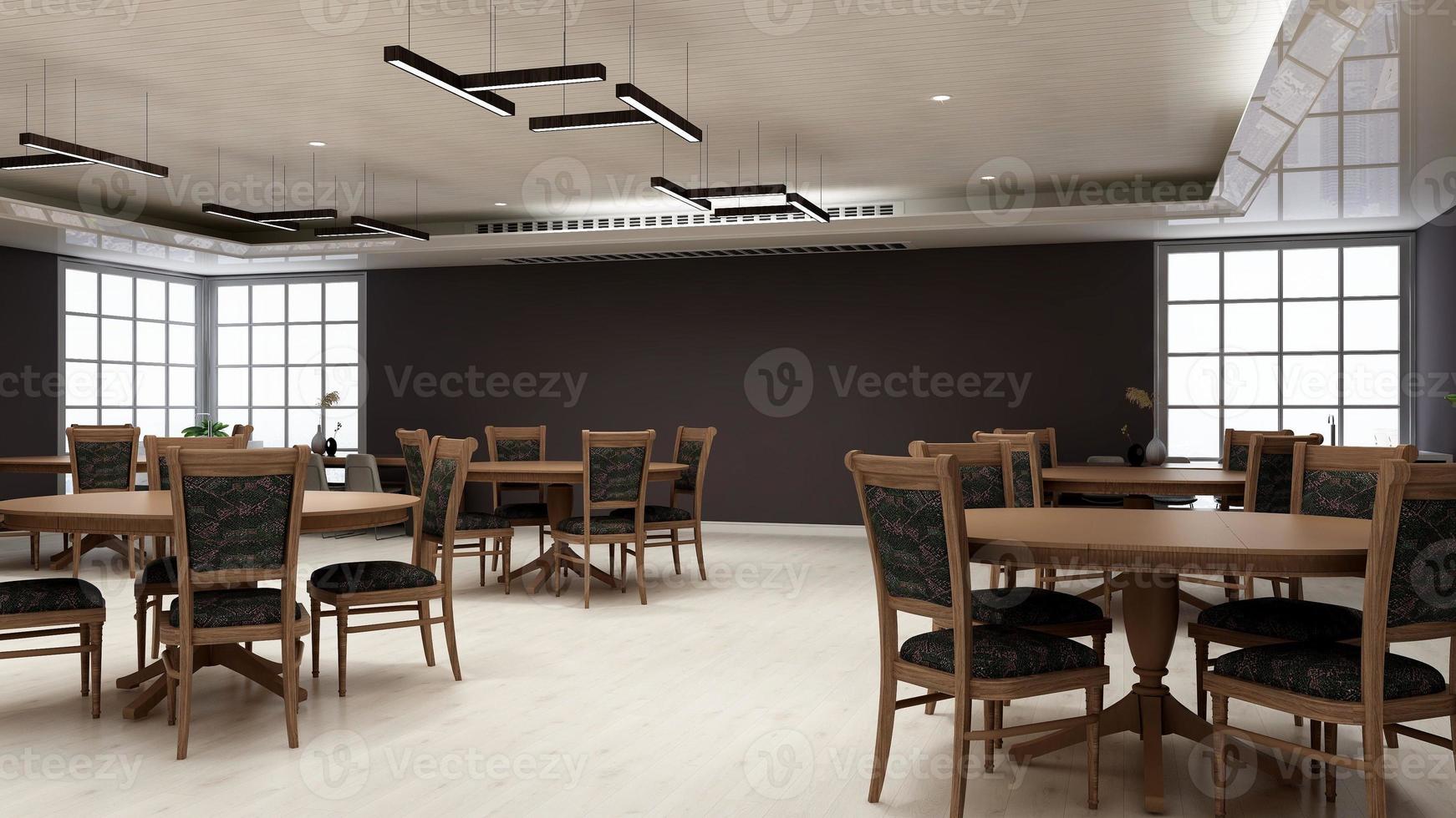 3D renderizar café bar ou cafeteria com a parede em branco para maquete de logotipo foto
