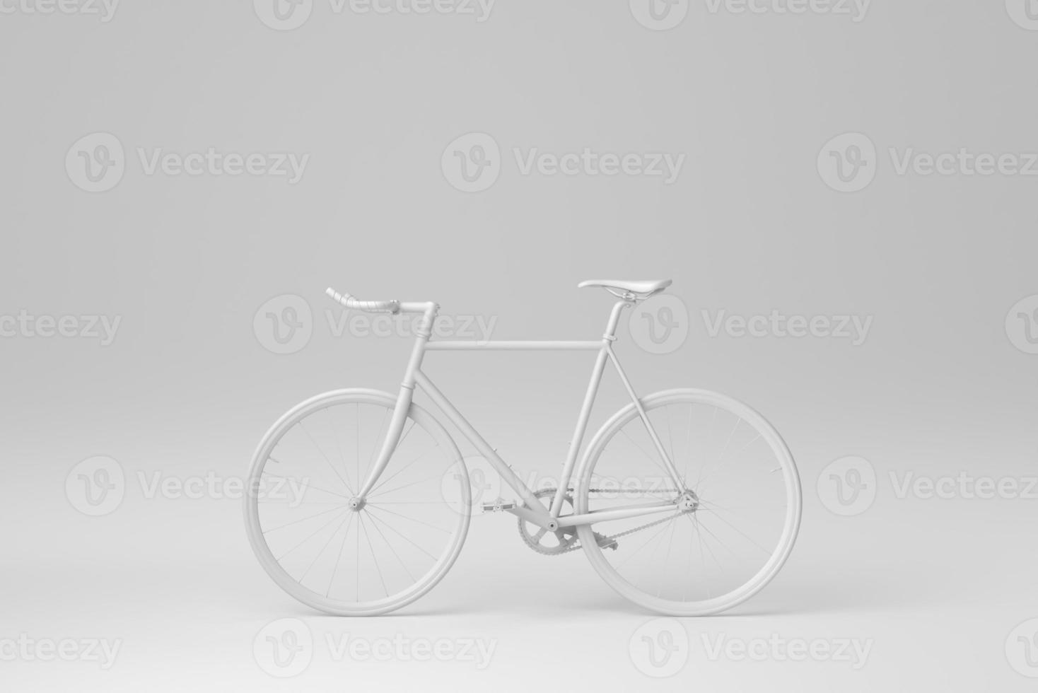 bicicleta isolada no fundo branco. conceito mínimo. monocromático. renderização 3D. foto