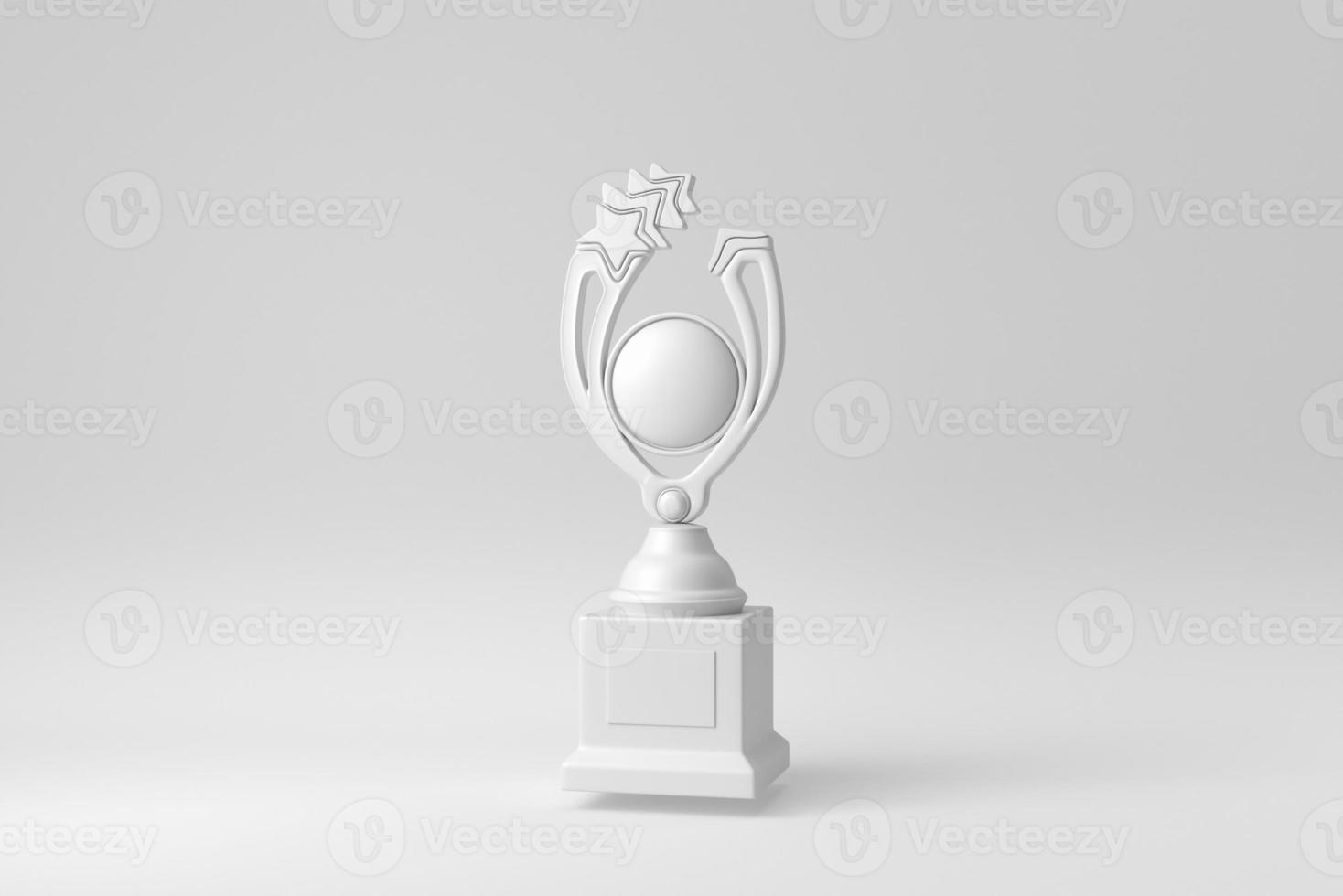 taça de troféu. troféu de campeão em fundo branco. conceito mínimo de papel. renderização 3D. foto