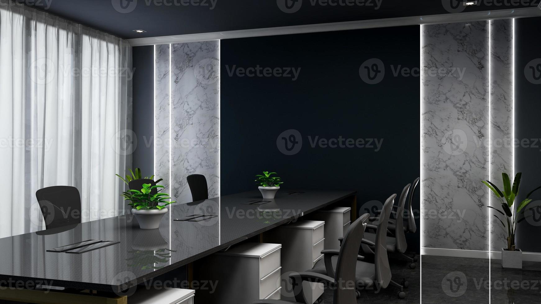3d rendem maquete de sala de reuniões moderna - design de interiores de escritório foto