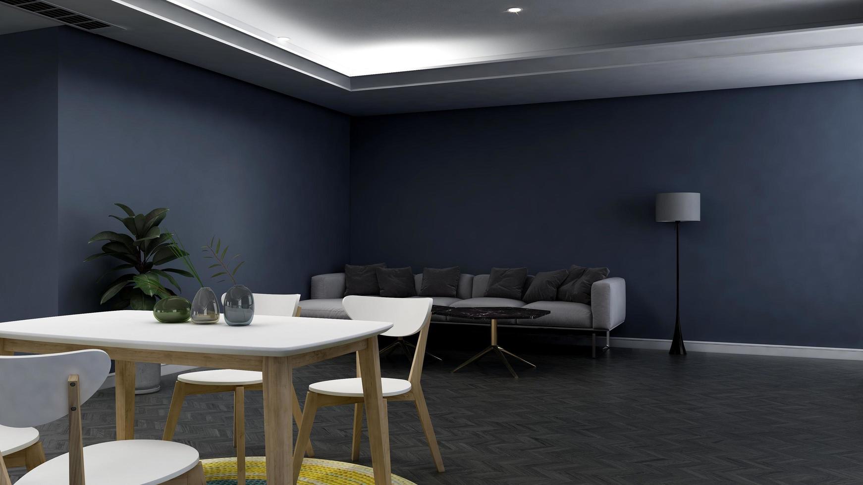 café moderno em 3d renderização de maquete de design de interiores - ideias de café foto
