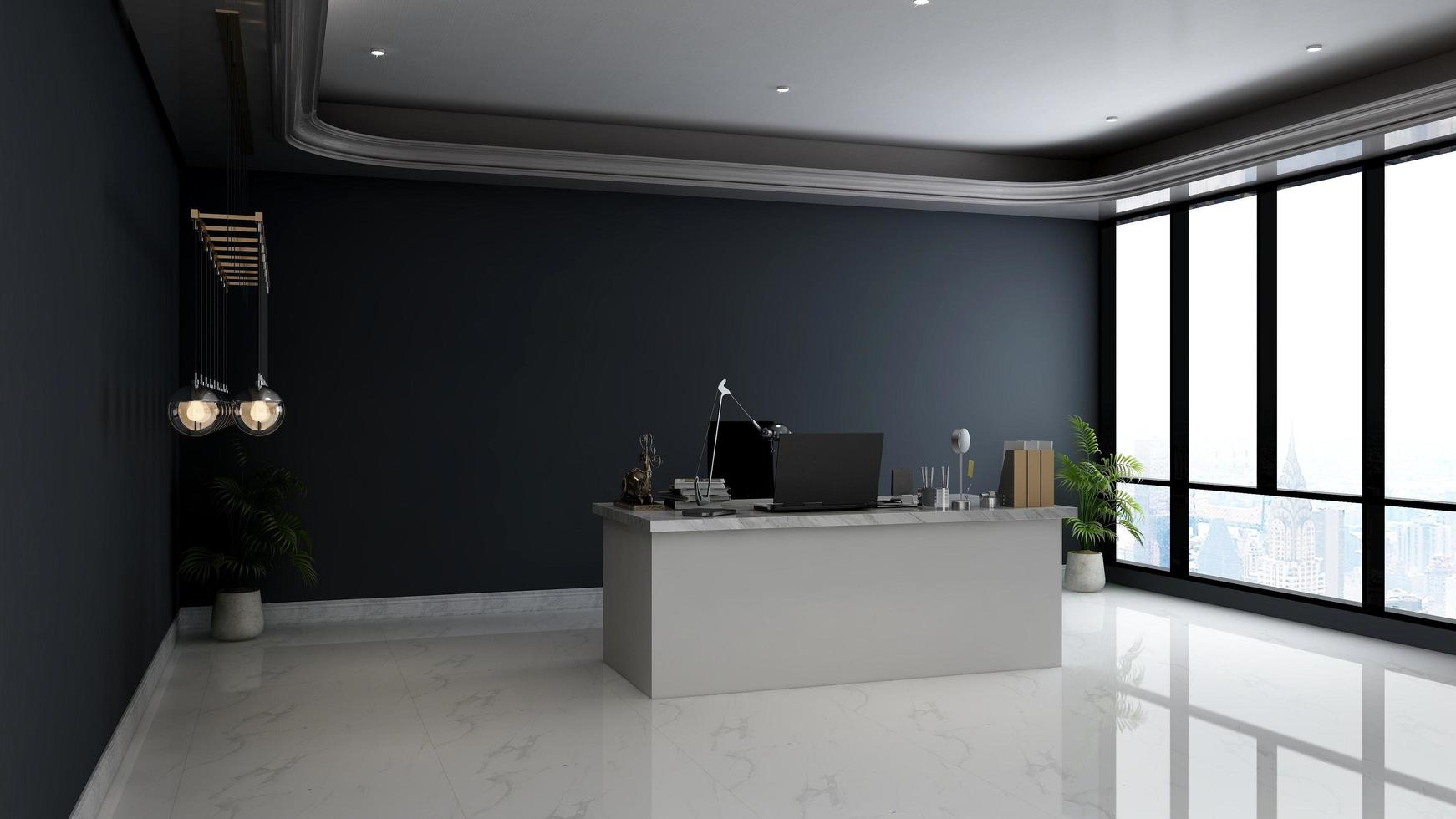 escritório moderno design de interiores do local de trabalho pessoal em 3d render foto