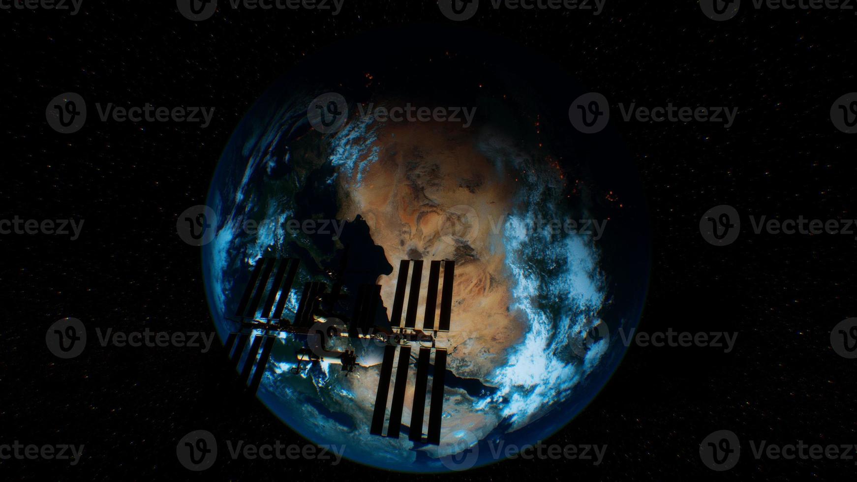 estação espacial internacional no espaço sideral sobre a órbita do planeta Terra foto