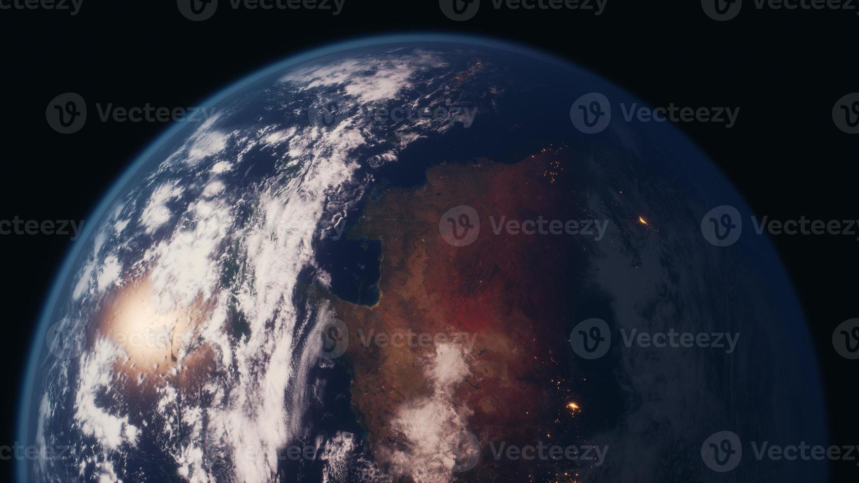 planeta terra globo vista do espaço mostrando a superfície da terra realista e o mapa do mundo foto