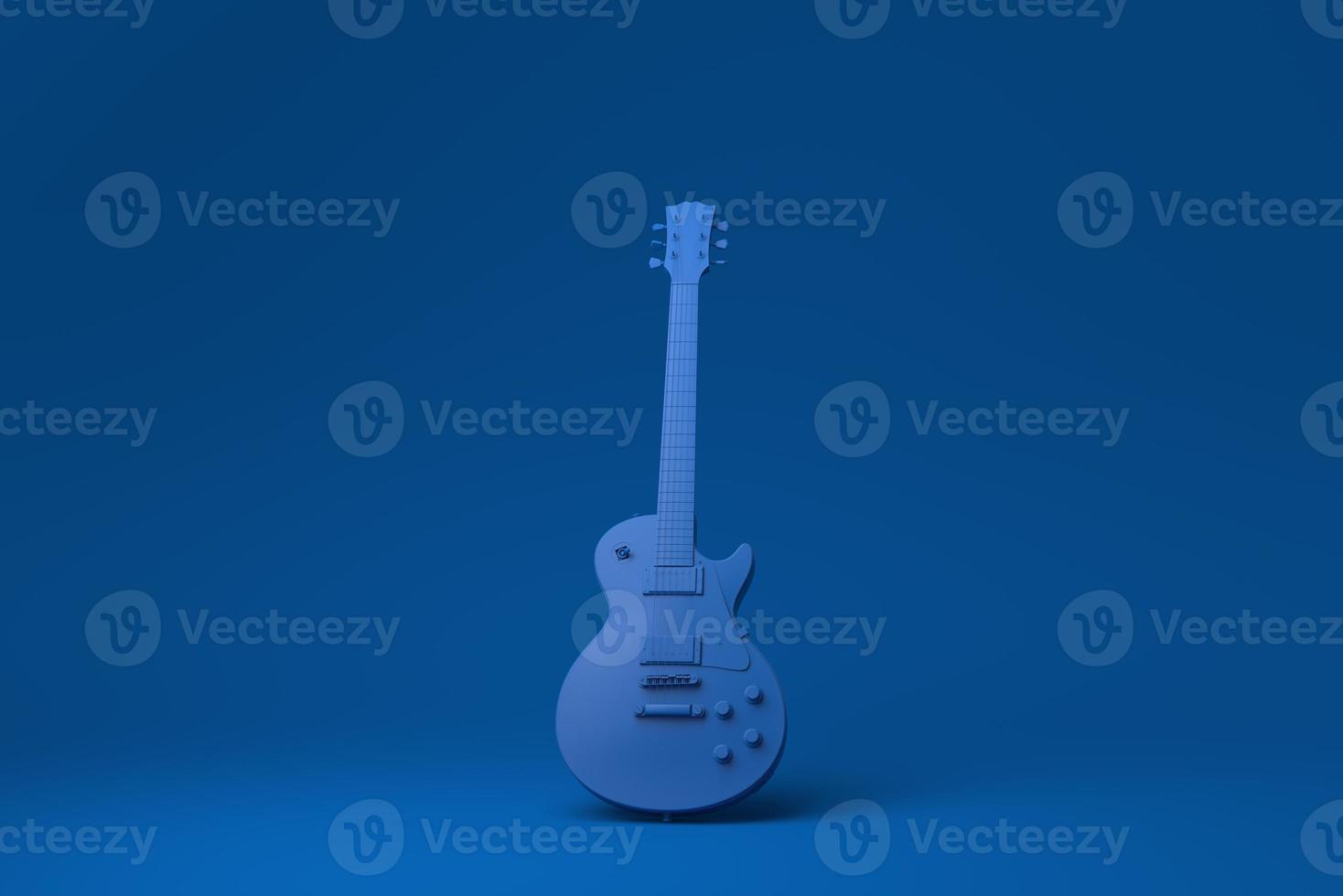 guitarra elétrica azul em fundo azul. ideia de conceito mínimo criativa. monocromático. renderização 3D. foto