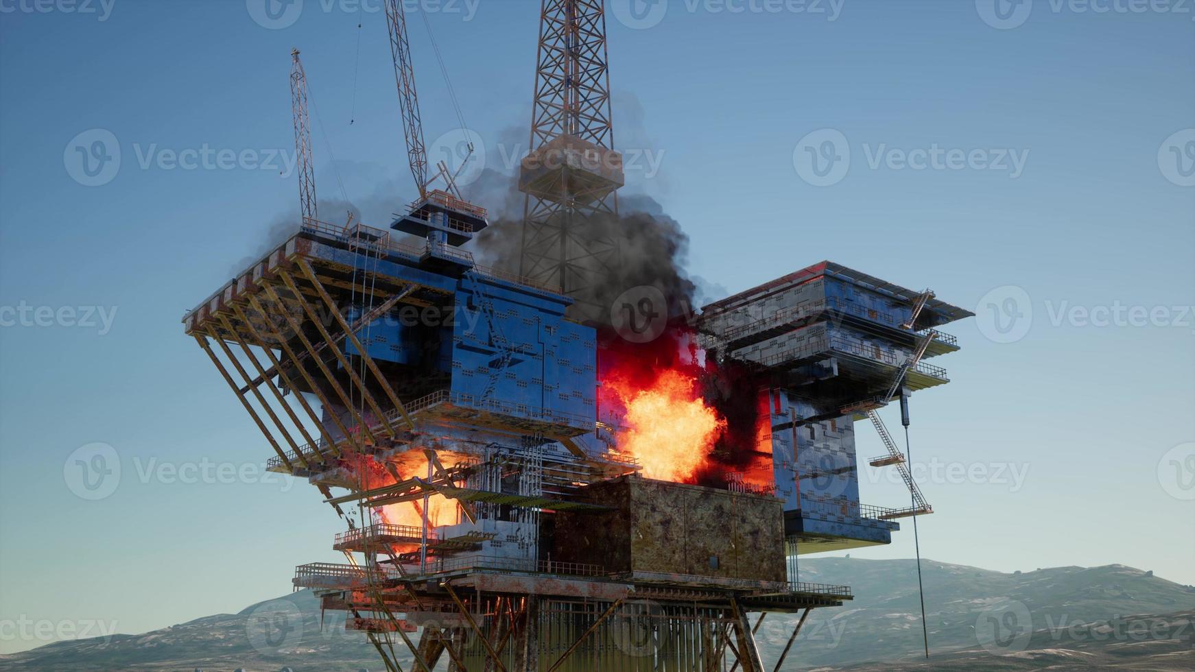 caso de incêndio offshore de petróleo e gás ou caso de emergência foto