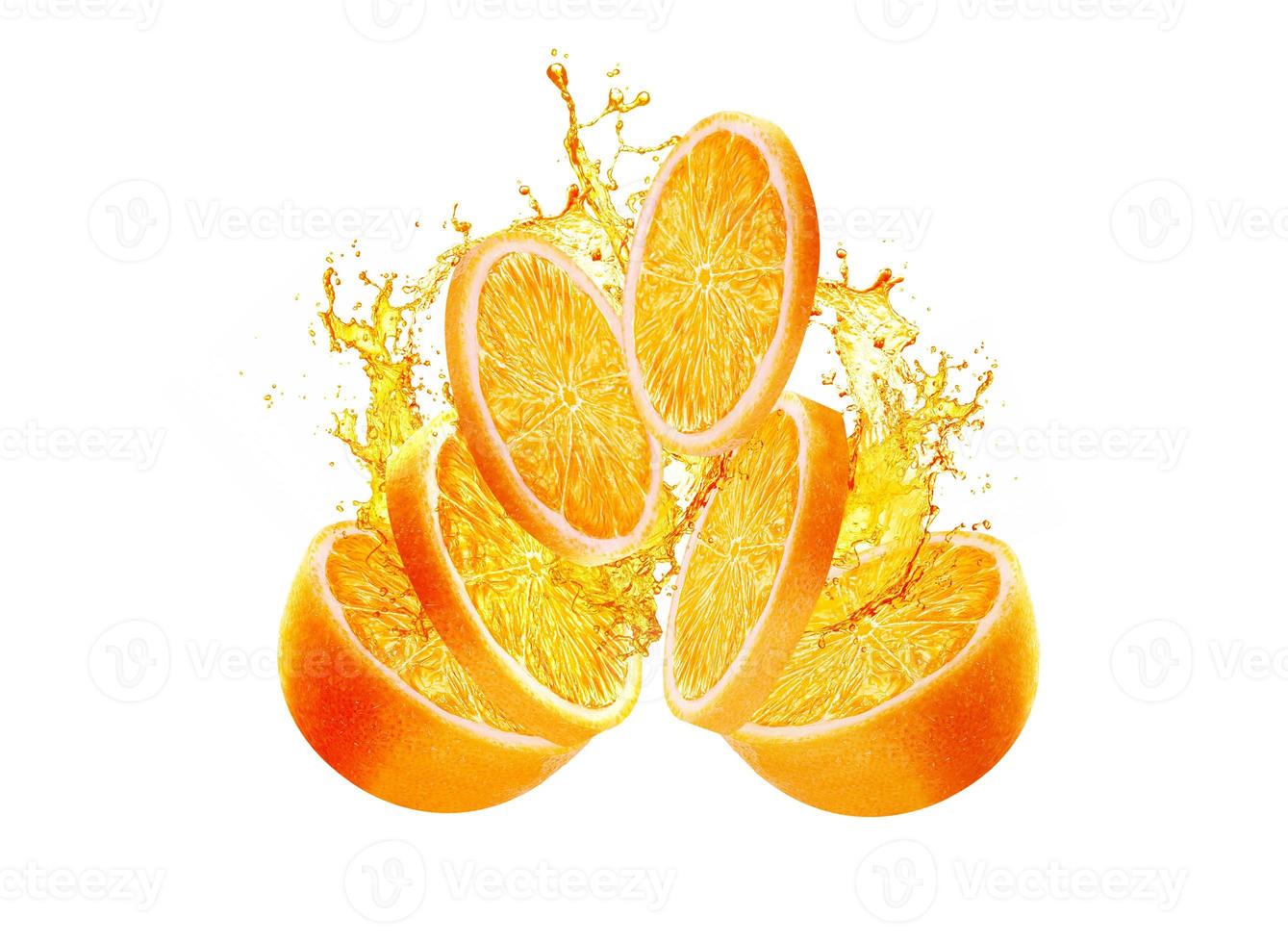 salpicos de fatia de laranja foto