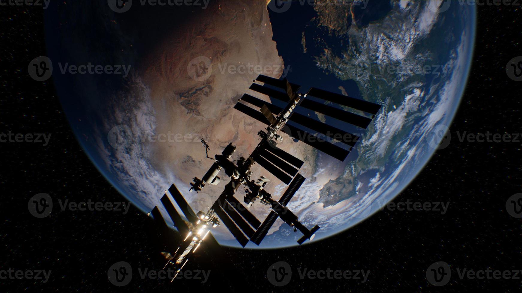 estação espacial internacional no espaço sideral sobre a órbita do planeta Terra foto