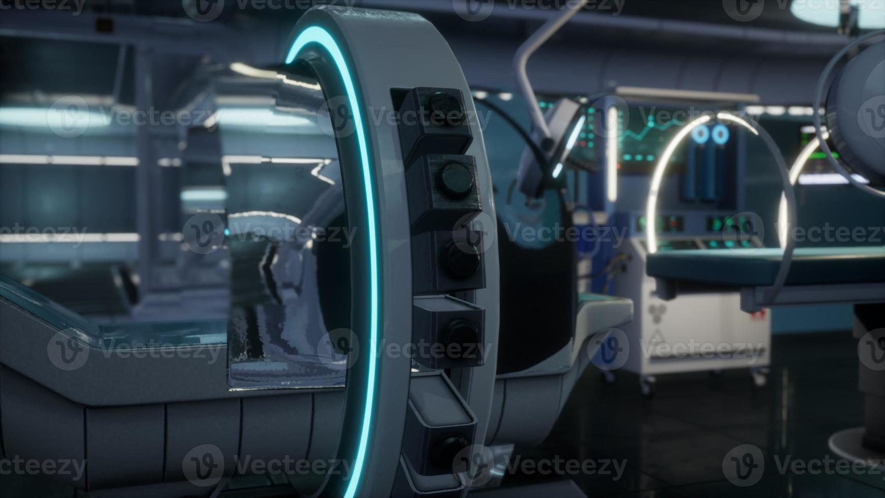 equipamentos médicos futuristas de scanner de sci fi mri no hospital foto