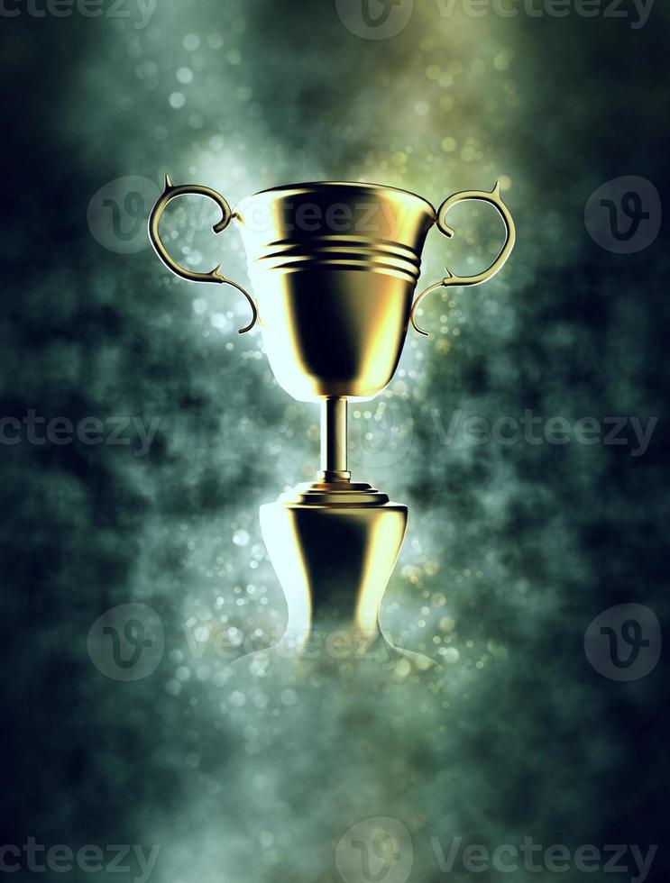 Copa do troféu campeão em fumaça com bokeh foto