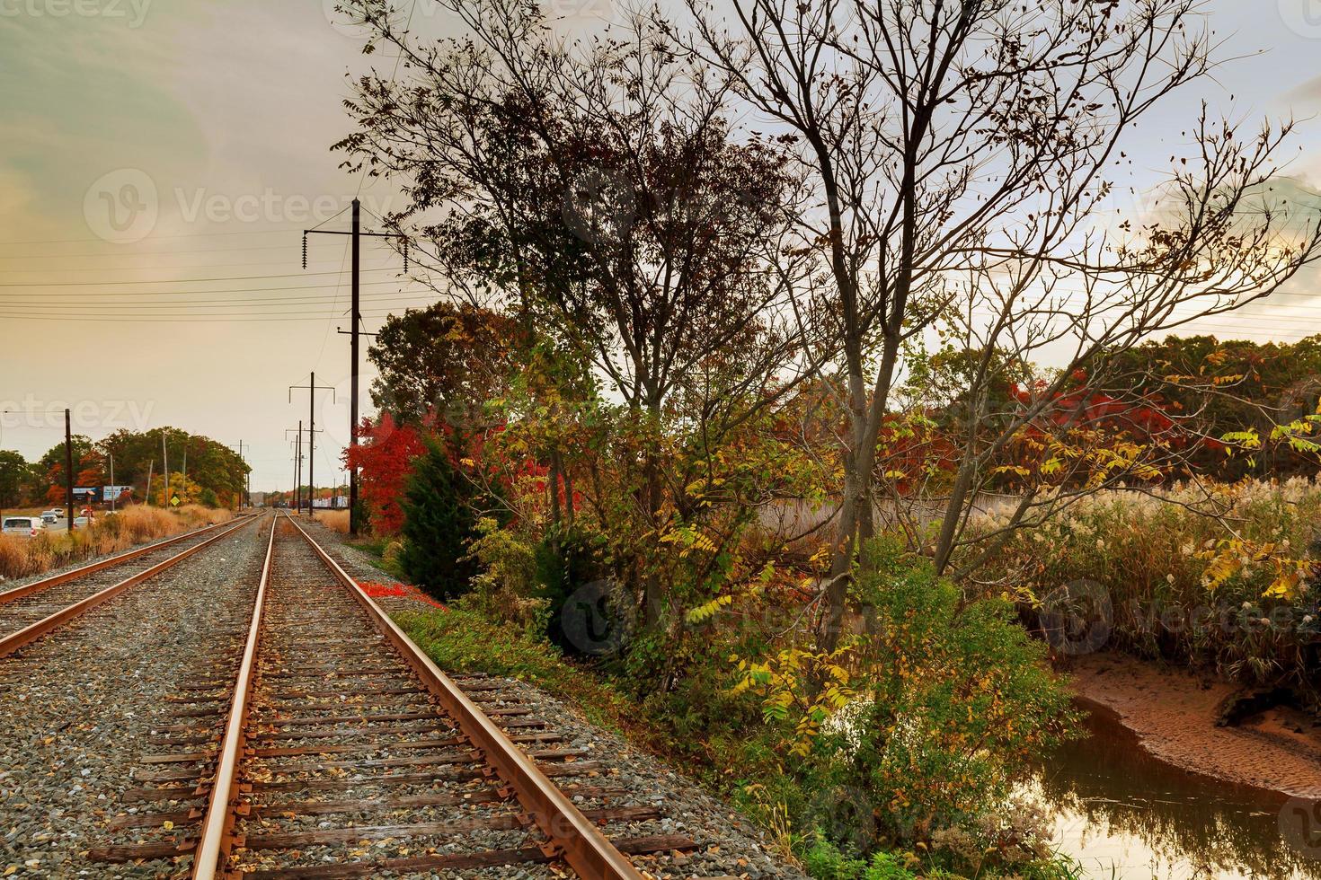 ferrovia linda floresta de outono brilhante quente foto