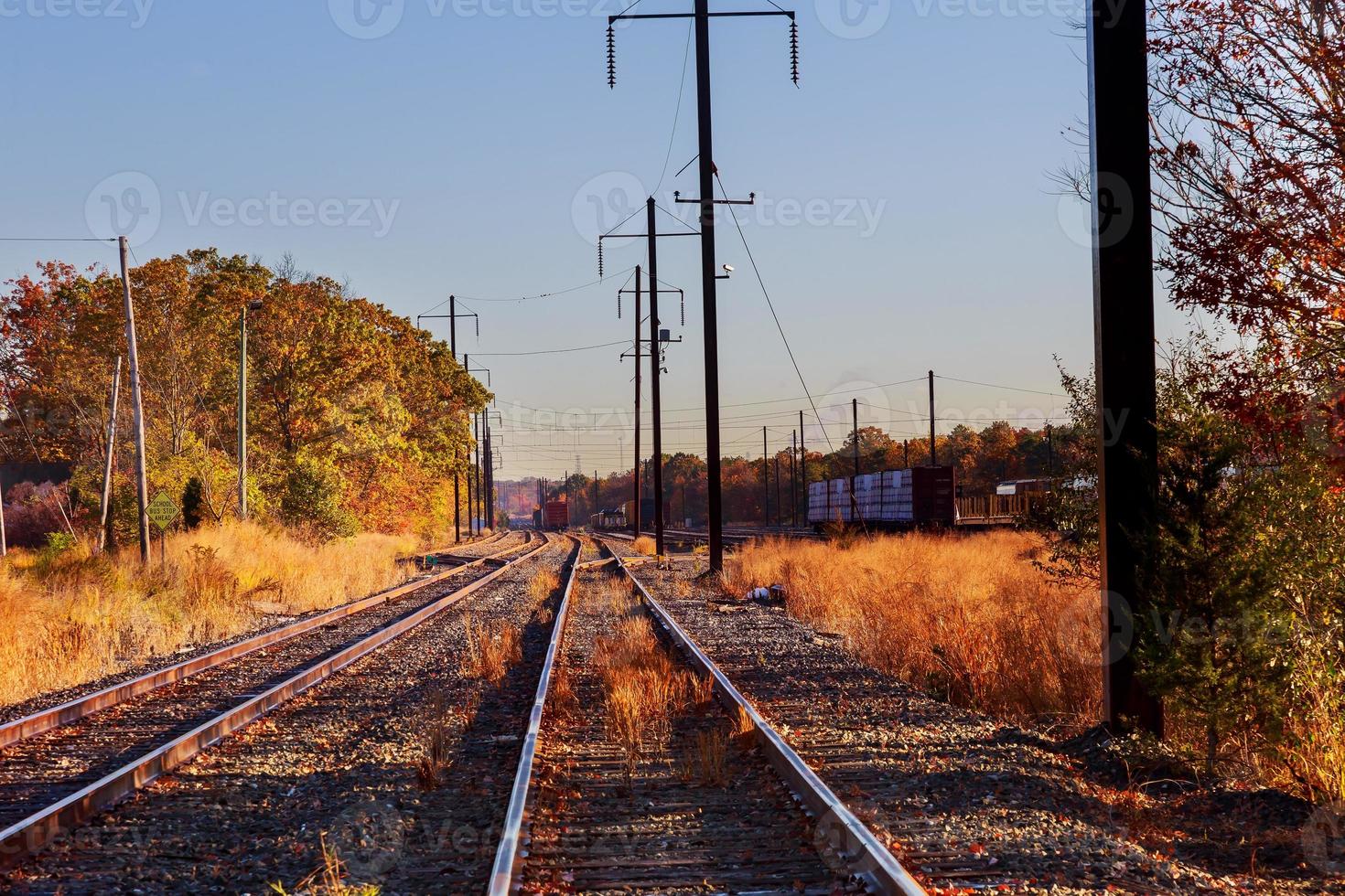 ferrovia de metal no outono foto