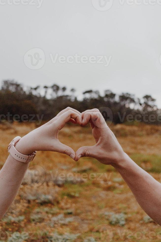 mãos de coração na natureza foto