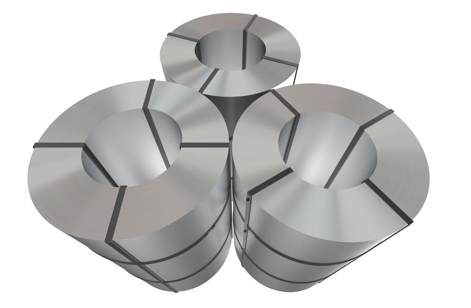 ilustração 3d de cilindros de alumínio de aço industrial foto