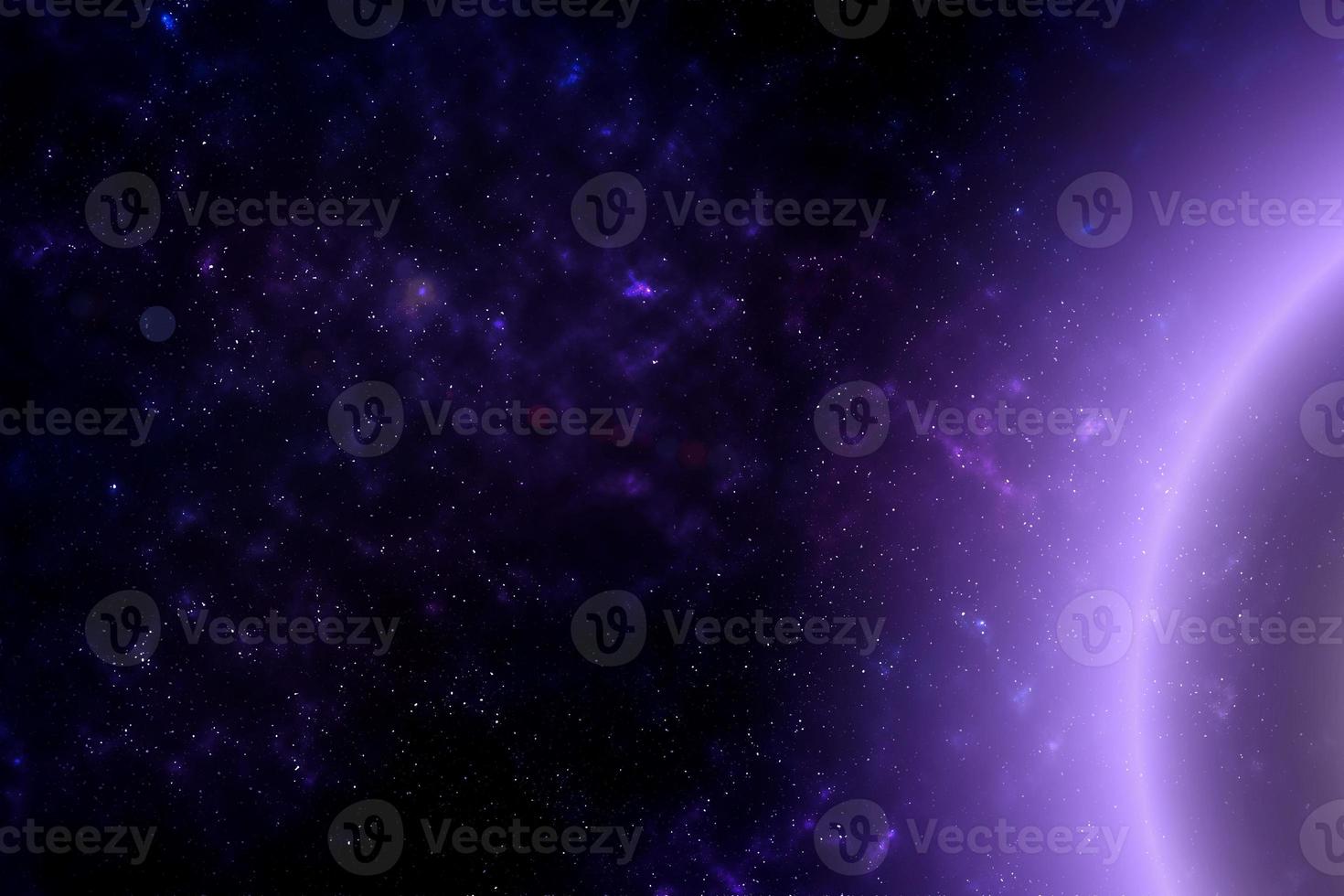 um planeta em um fundo cósmico com uma nebulosa e estrelas. foto