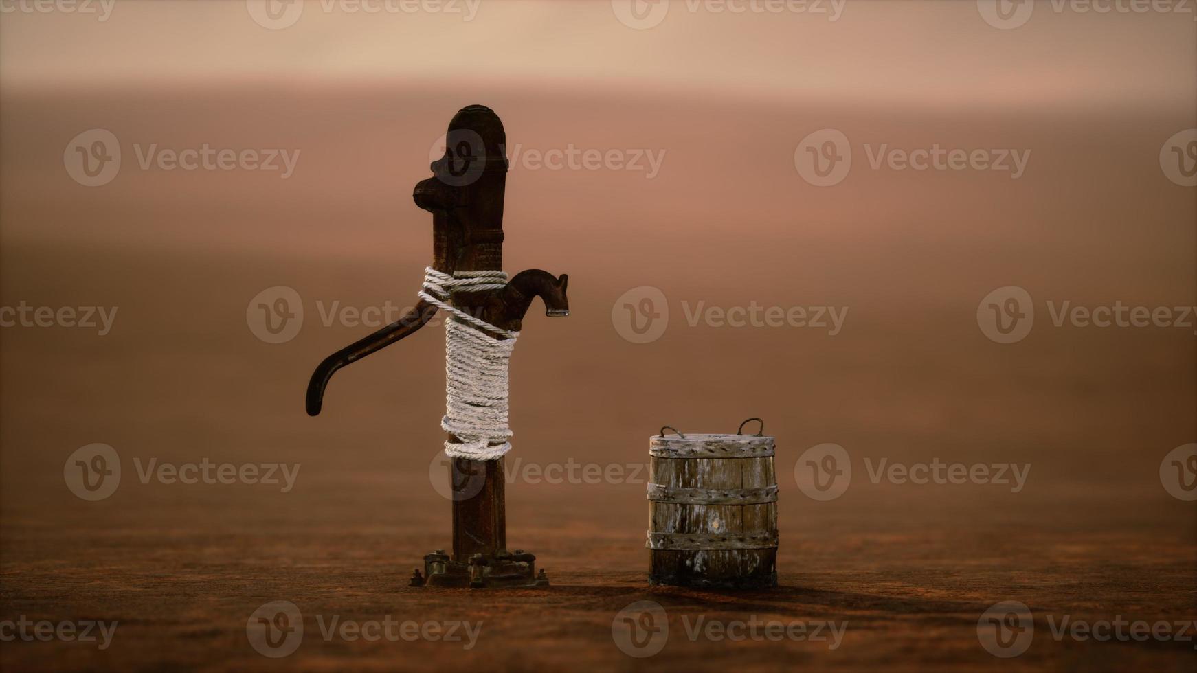 velho metal enferrujado bem no deserto foto