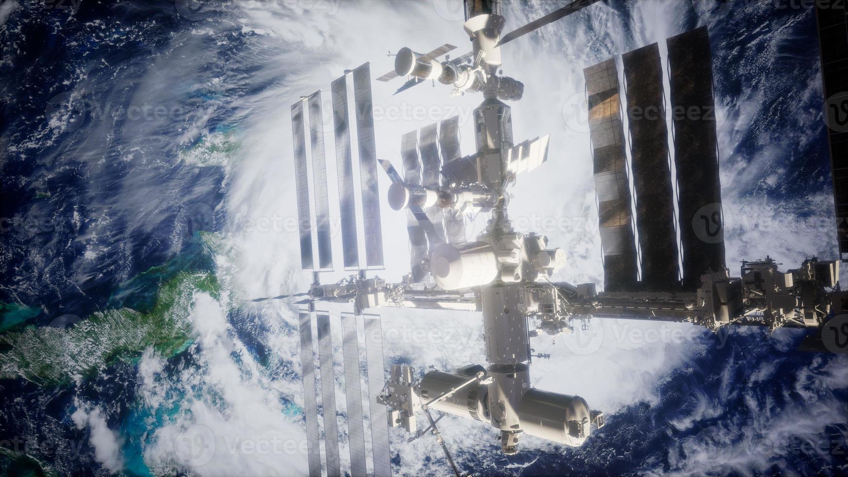 Terra e Estação Espacial Iss foto