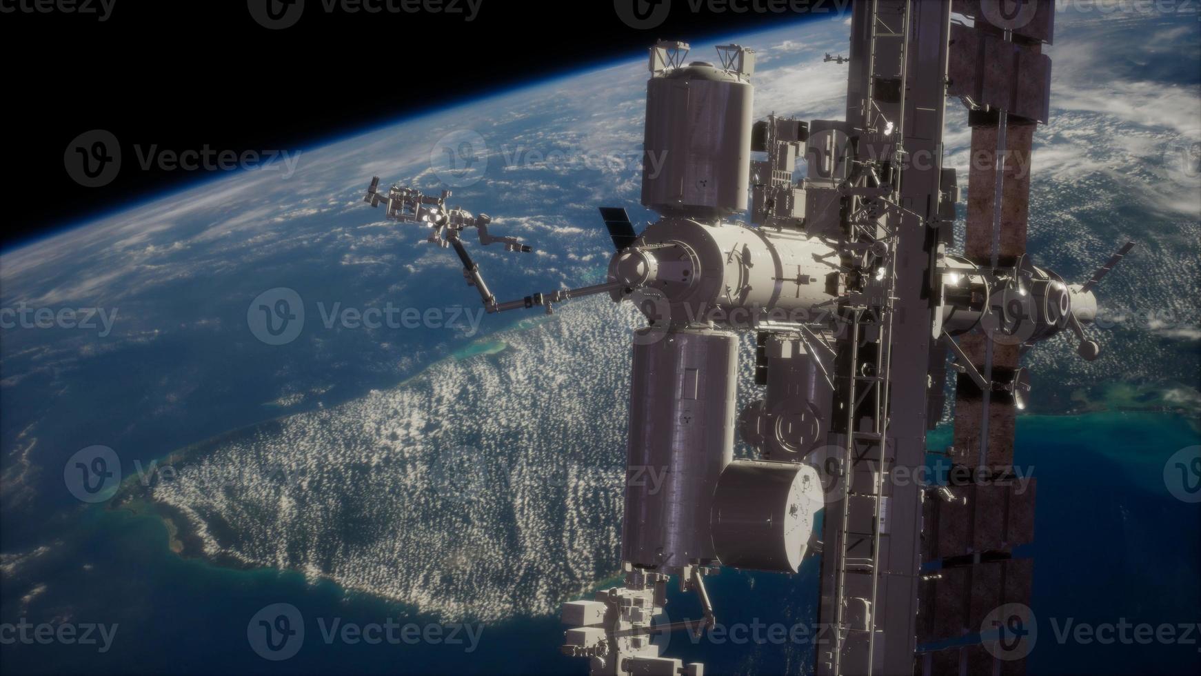 8k terra e estação espacial exterior iss foto