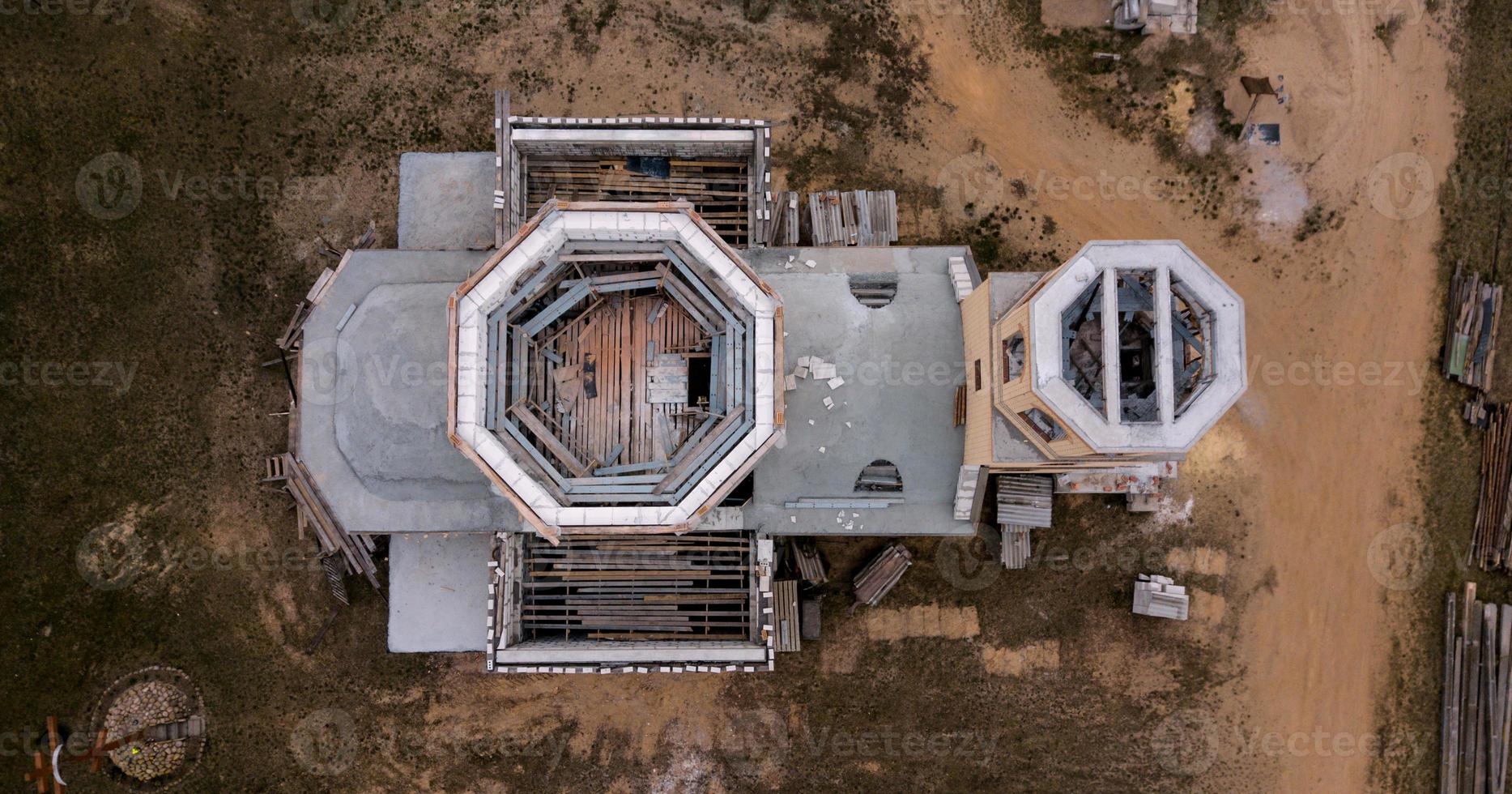 construção da vista superior da igreja foto