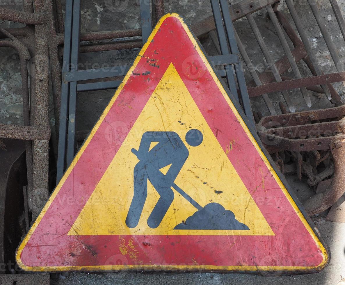 sinalização de obras rodoviárias foto