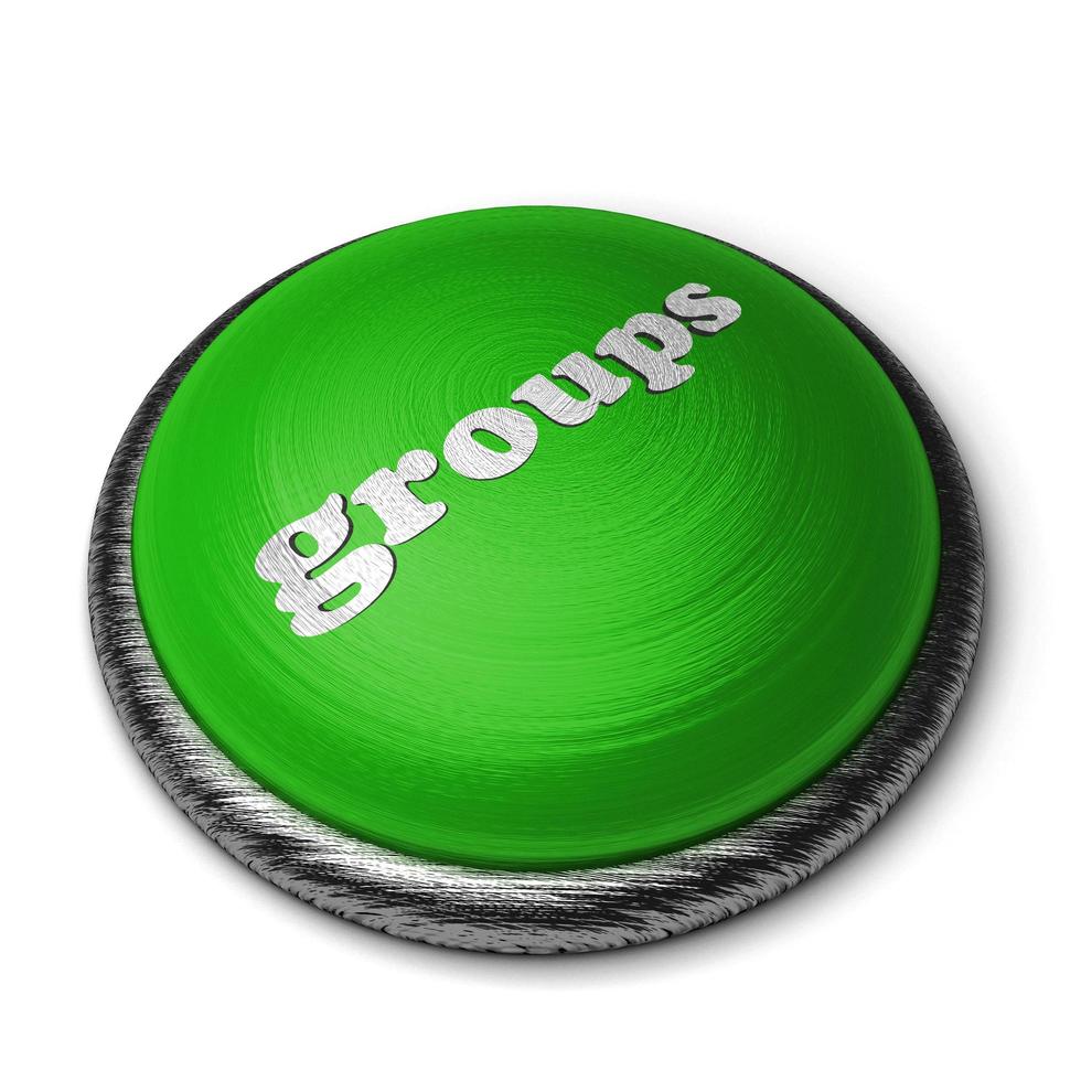 palavra de grupos no botão verde isolado no branco foto