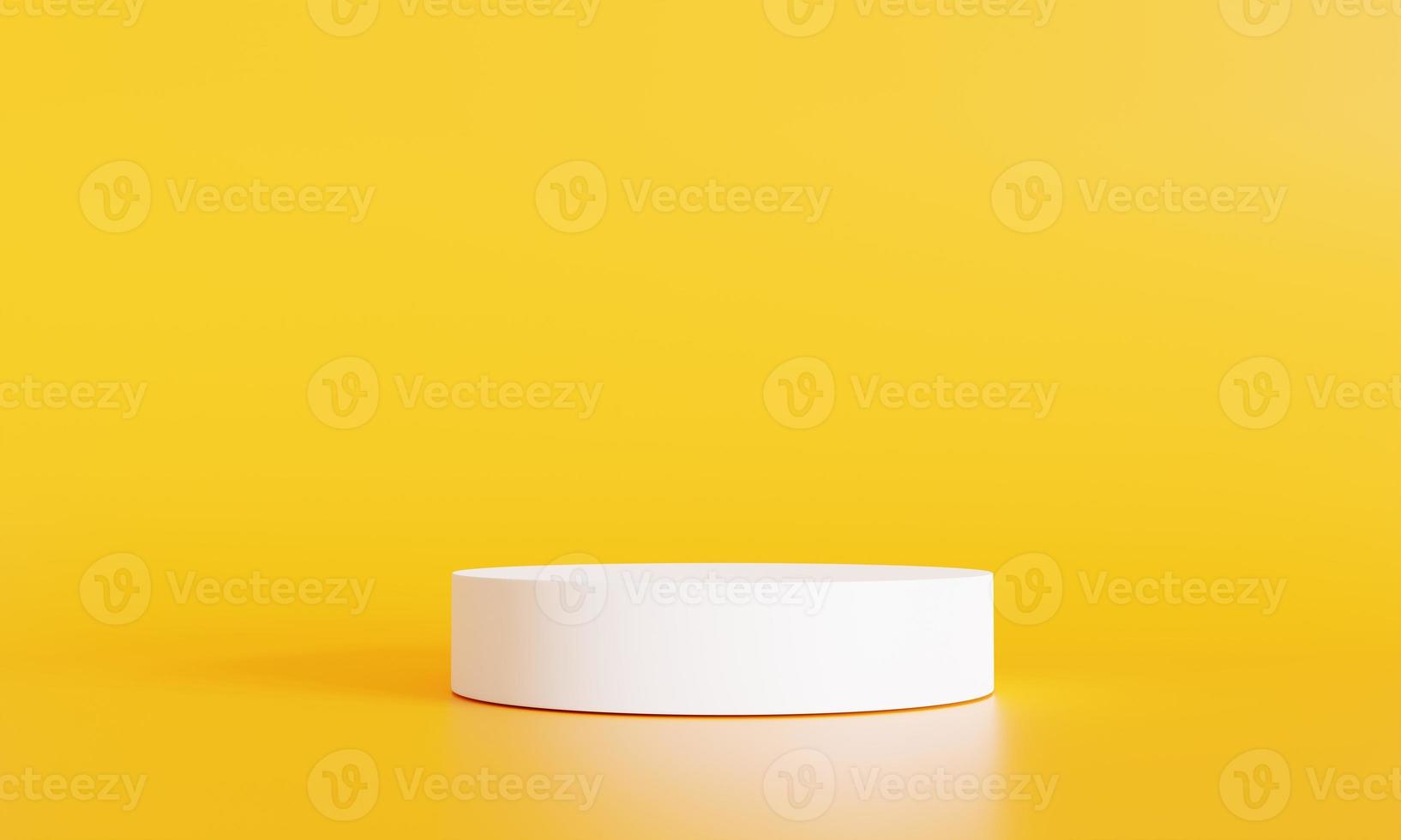 renderização em 3D, fundo amarelo de produtos de palco branco pode ser usado como fundo para cosméticos ou qualquer design de banner de coisas de produto foto