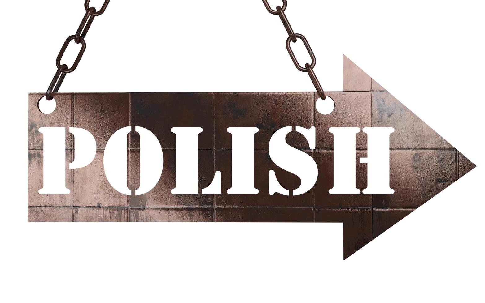 palavra polonesa no ponteiro de metal foto